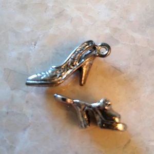 Set of TWO Silver-tone Shoe Charms for Charm Bracelet